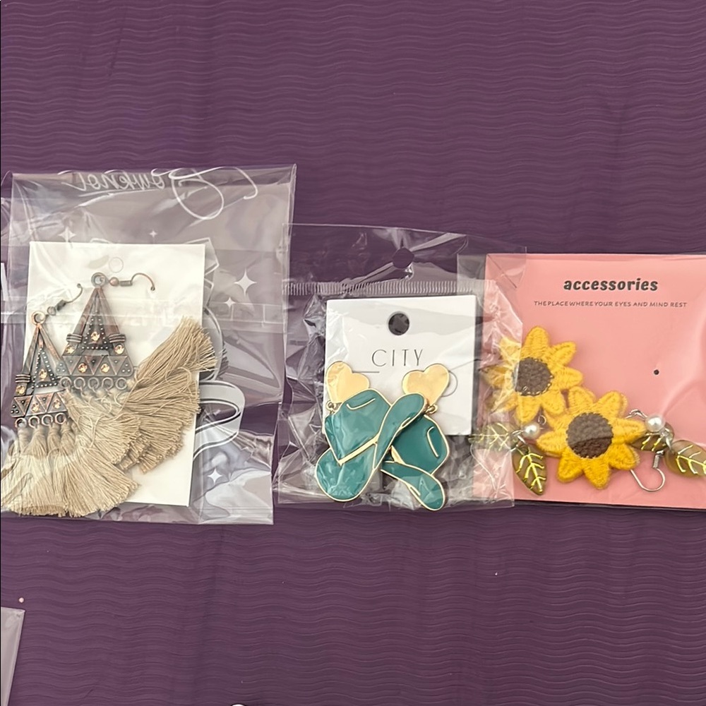 Earrings with Metallic Accents / Boho Style